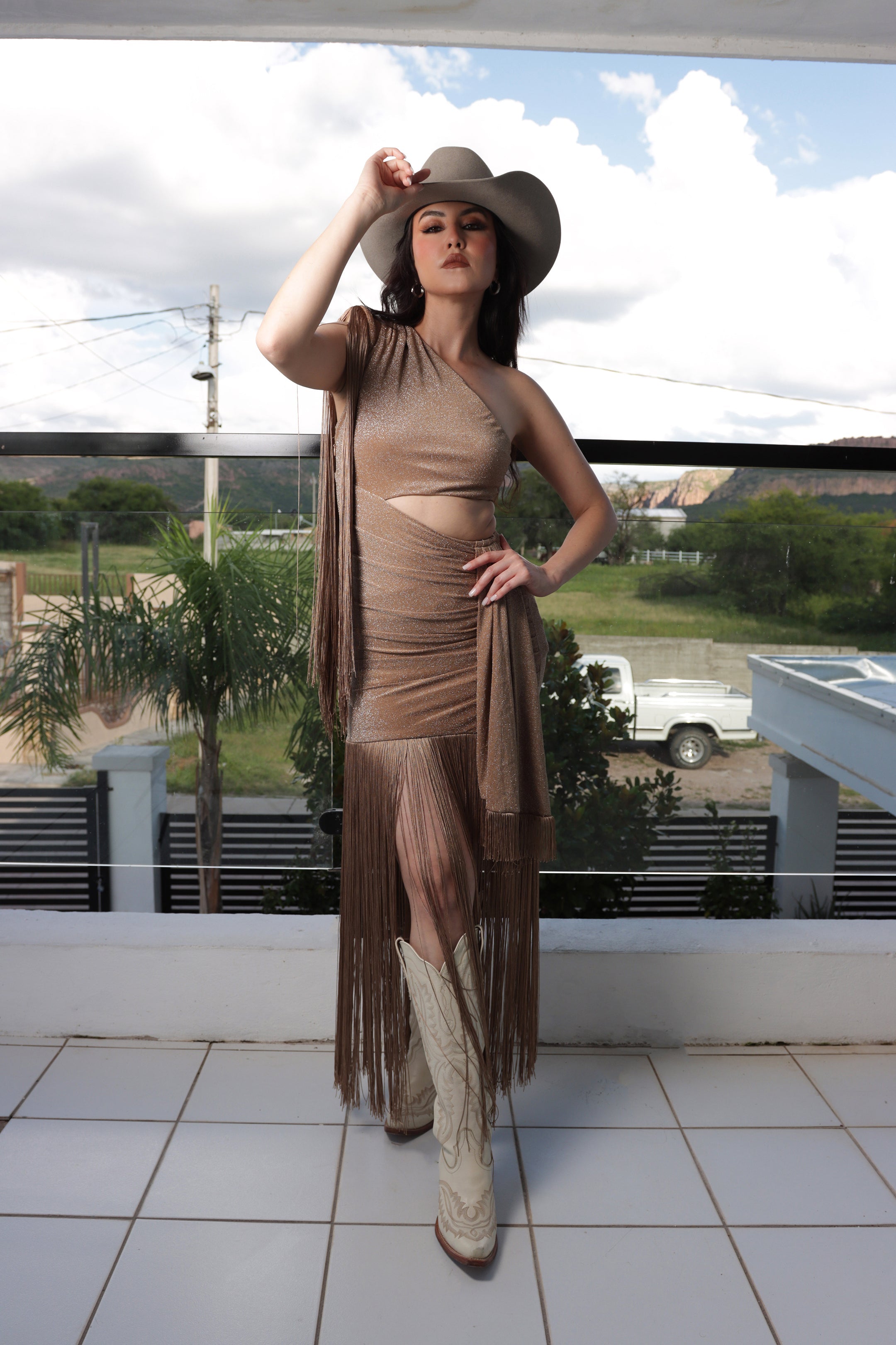 Mimi Fringe Dress Champagne