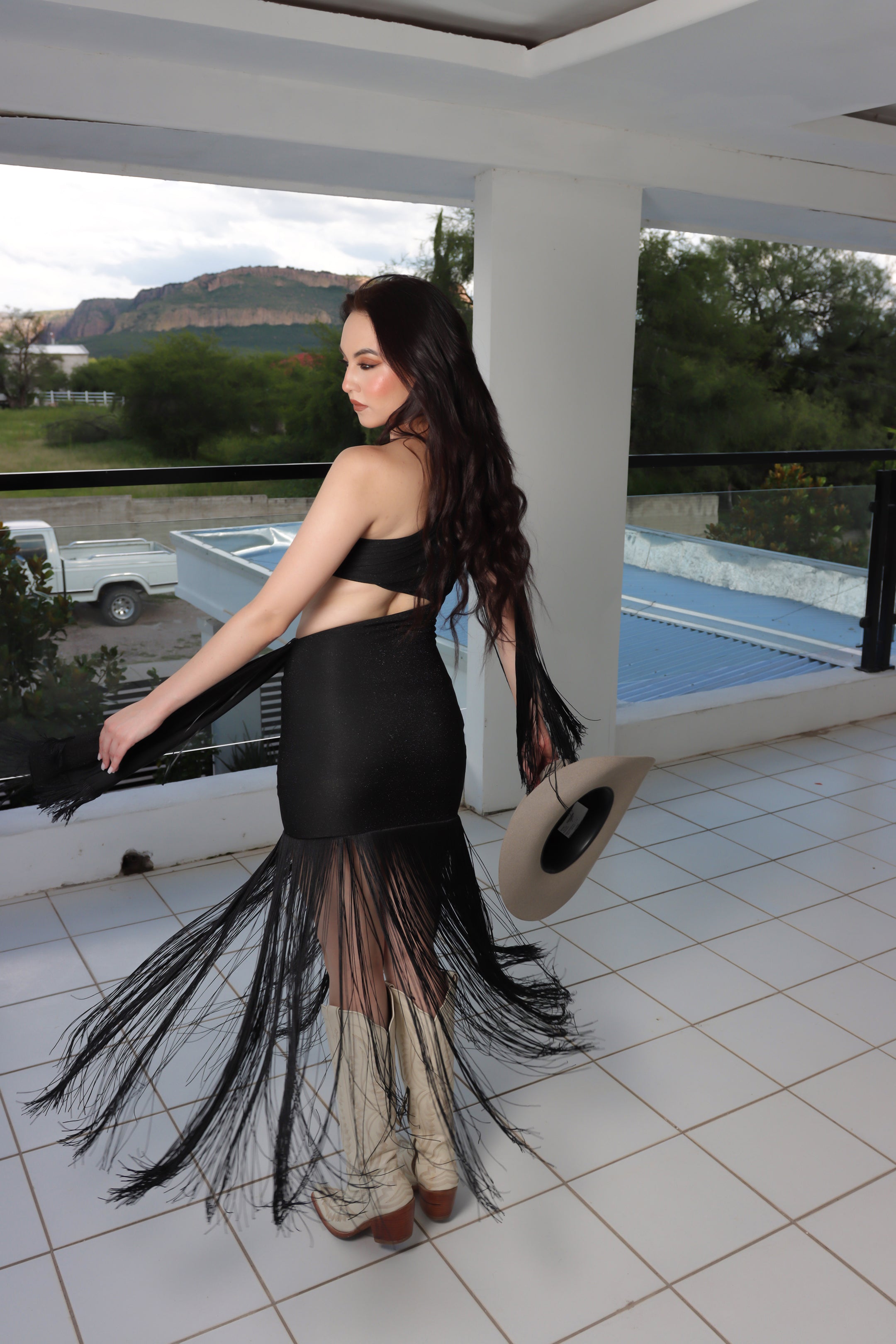 Mimi Fringe Dress Black