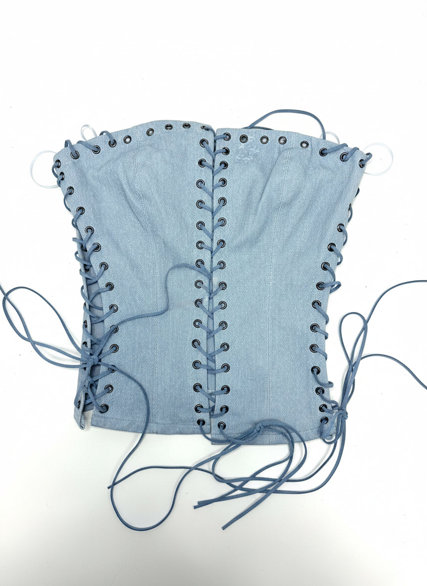 Brenda Lace Up Denim Top
