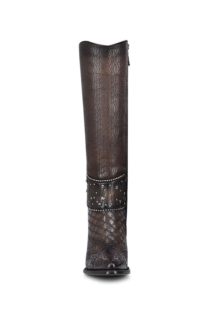 Cuadra Embroidered Dark Brown Leather Boots with Austrian crystals 3F80RS CU584