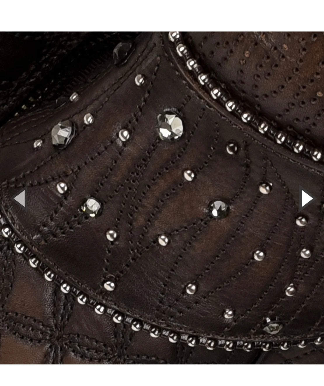 Cuadra Embroidered Dark Brown Leather Boots with Austrian crystals 3F80RS CU584