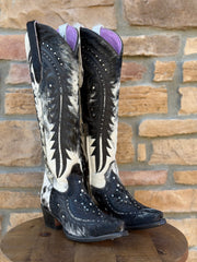 Women's Rock'Em Cowhide Stud Tall Snip Toe Boots