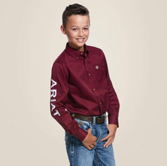 Ariat Boys Burgundy Team Logo Twill Classic Fit Shirt