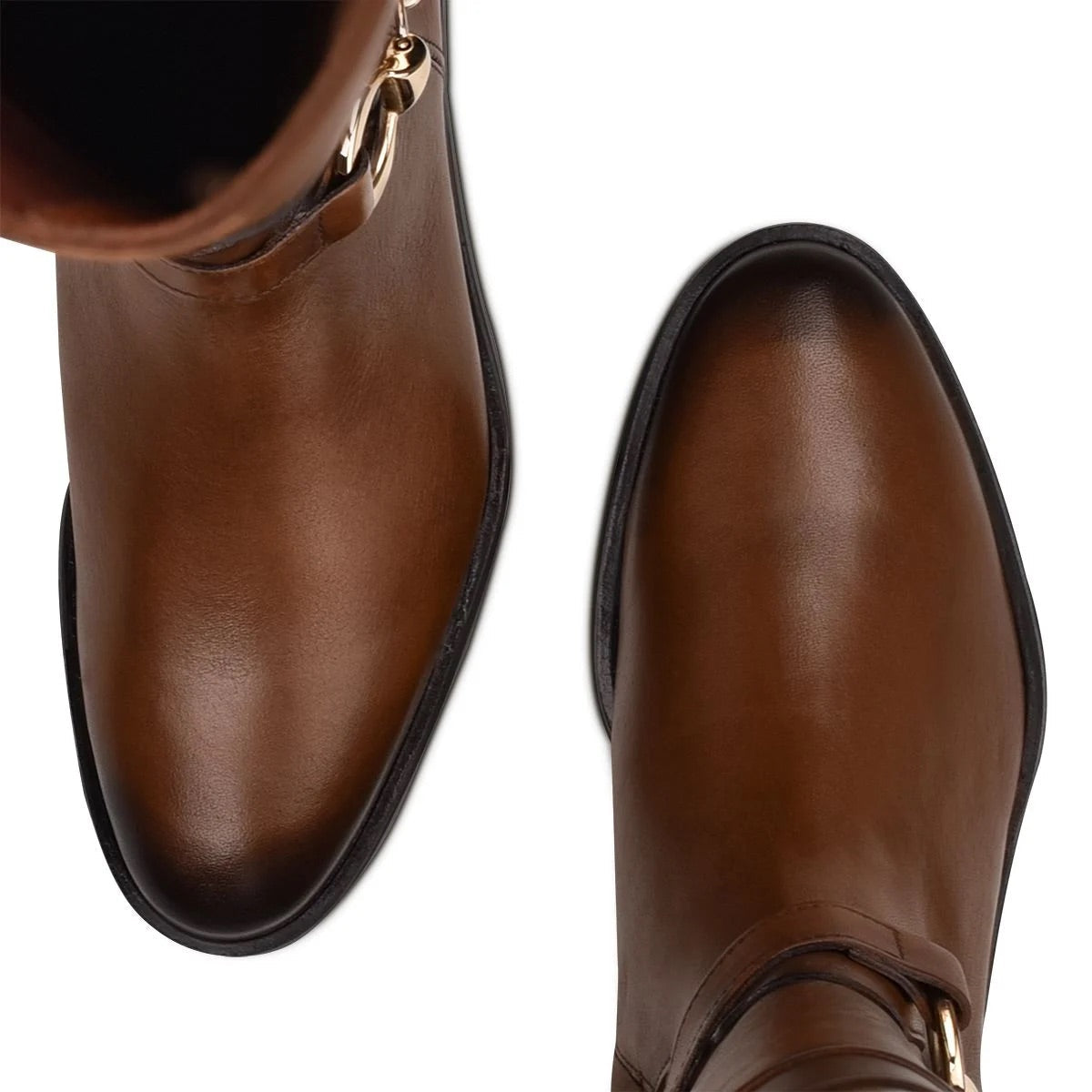 Cuadra Hand-Painted Honey Leather Riding Boot with Contrasting Colors
