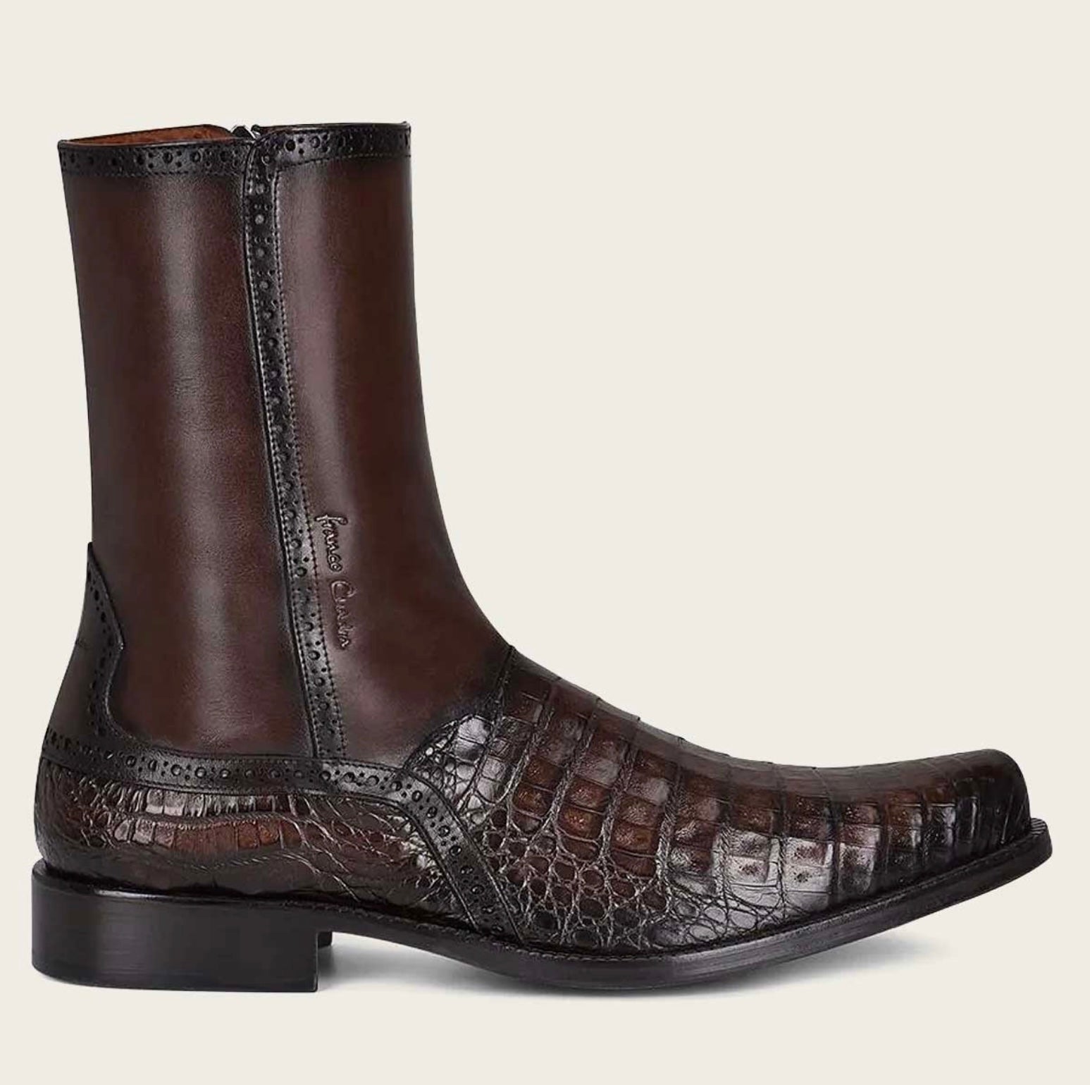 Men's Cuadra Brown Caiman Belly Ankle Boots FC657