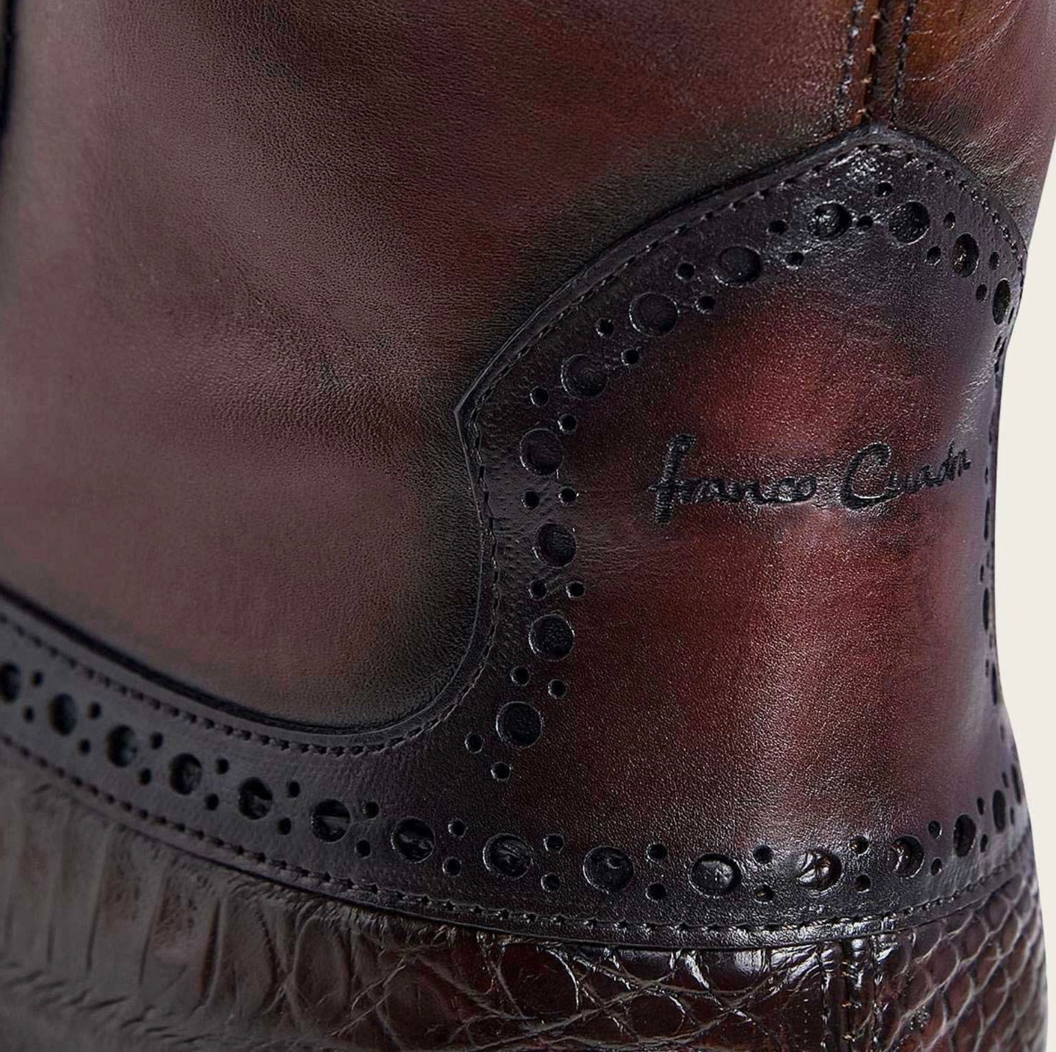 Men's Cuadra Brown Caiman Belly Ankle Boots FC657