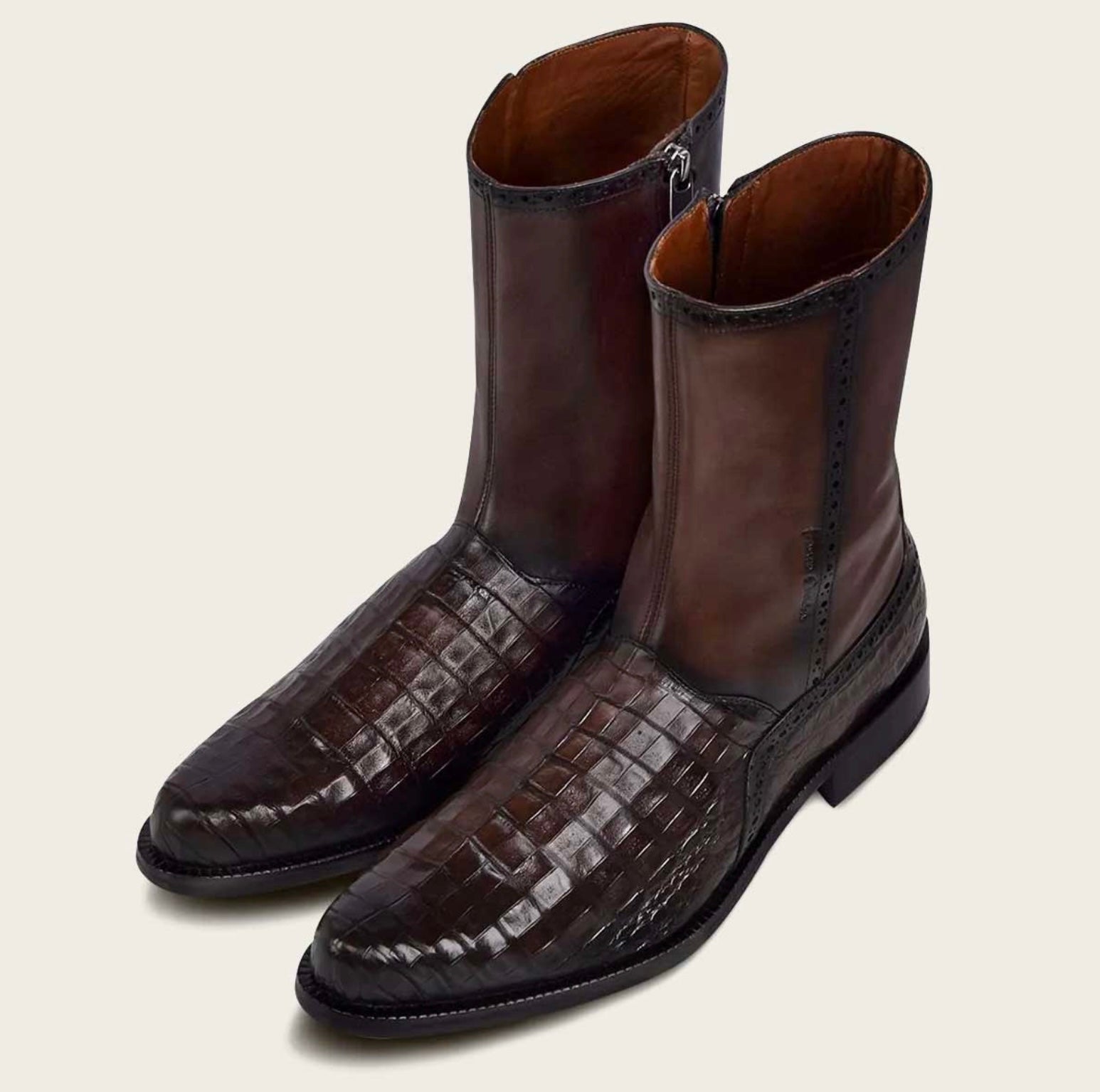 Men's Cuadra Brown Caiman Belly Ankle Boots FC657