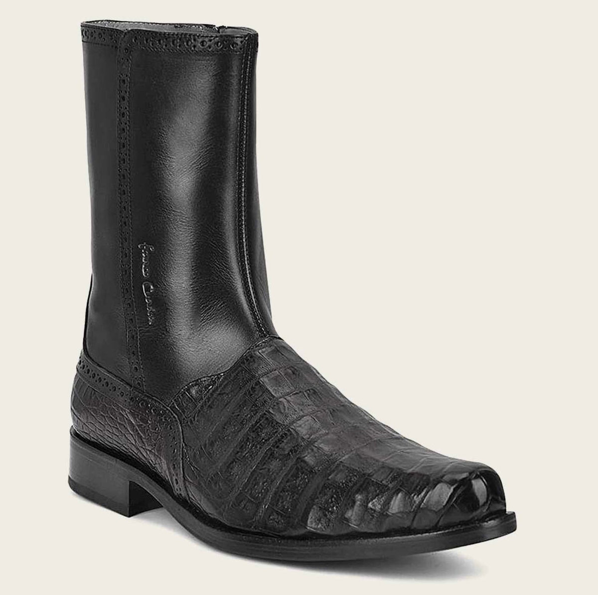 Men's Cuadra Black Caiman Belly Ankle Boots FC656