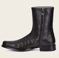 Men's Cuadra Black Caiman Belly Ankle Boots FC656