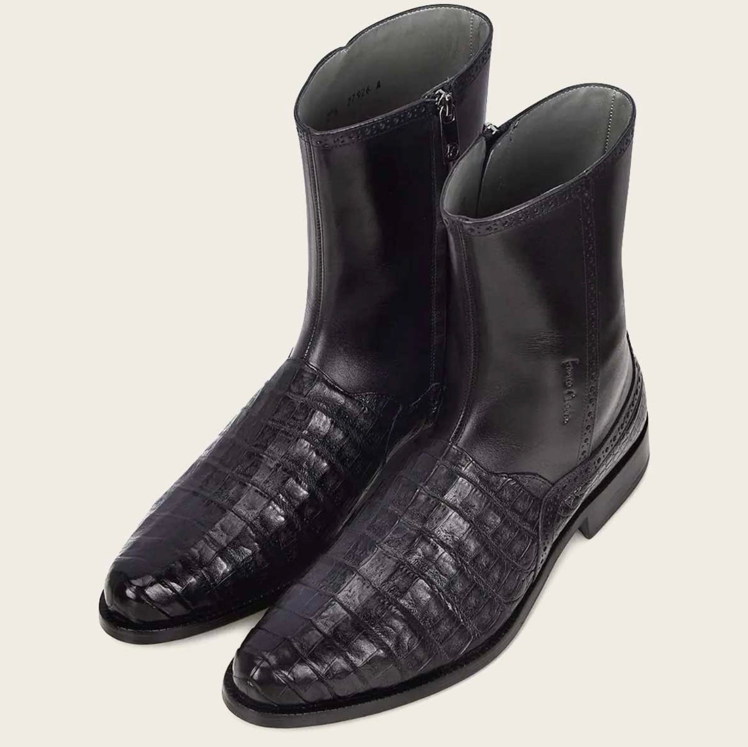 Men's Cuadra Black Caiman Belly Ankle Boots FC656