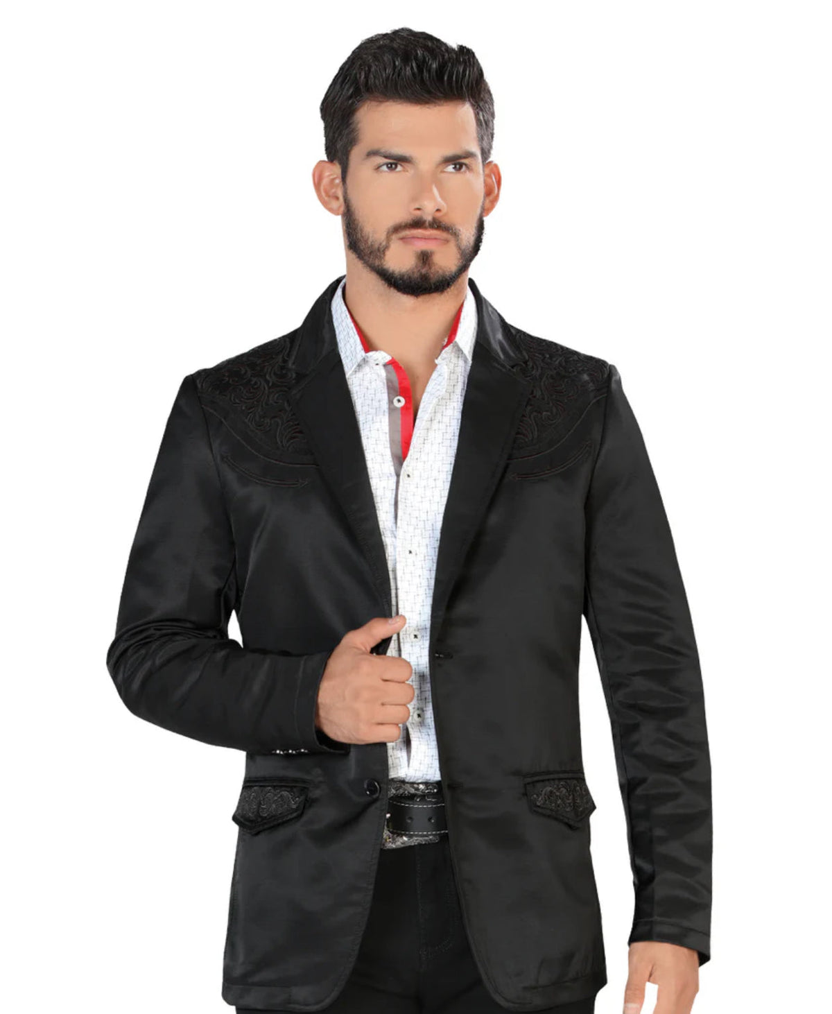 Men's Western Black Embroidered Saco