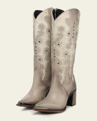 Cuadra Women's Beige Embroidery Boots CC280