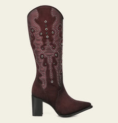 Cuadra Wine Crystals Suede Boot CC358