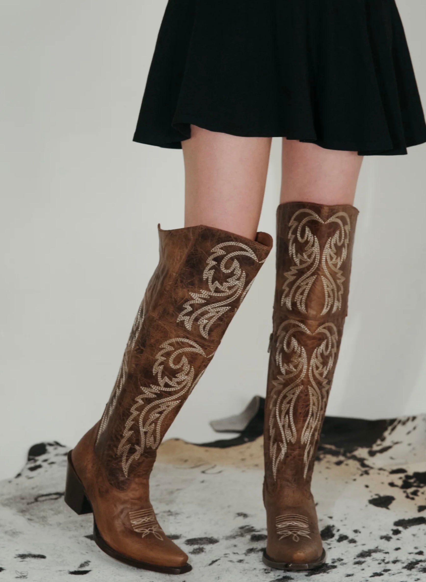 Women's Rock'Em Blanca J Knee High Snip Toe Boots Rustic Brown
