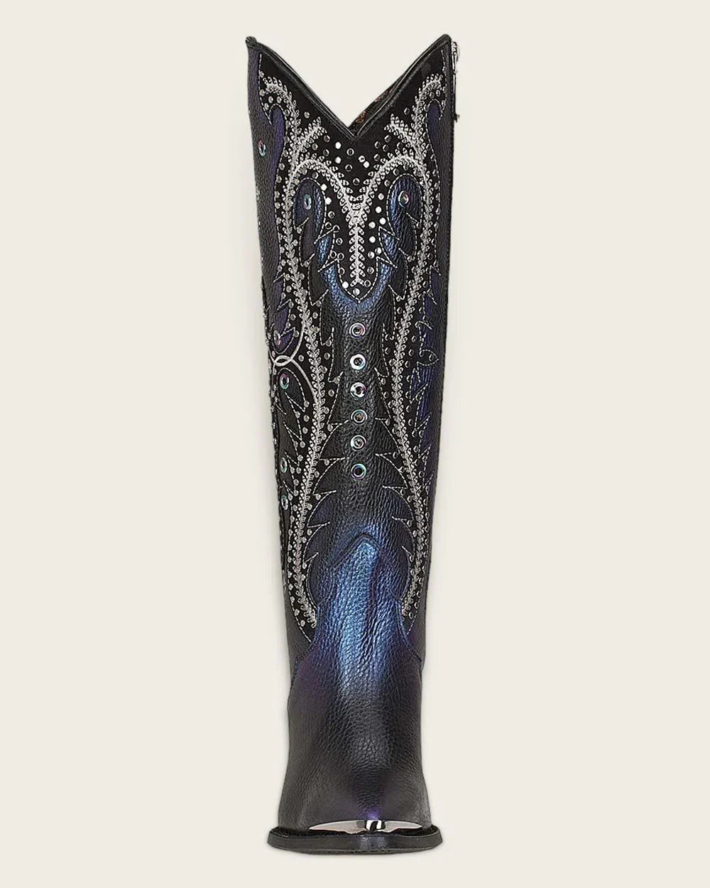 Cuadra Black Blued Studs & Embroidery Tall Boots CU727