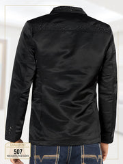 Men's Lamasini Black With Embroidery Western Blazer