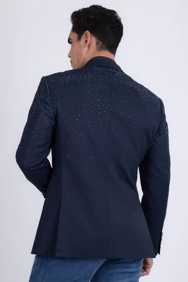 Men's Bling Blazer Navy Blue