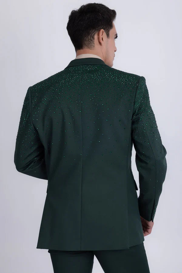 Men's Bling Blazer Emerald Green