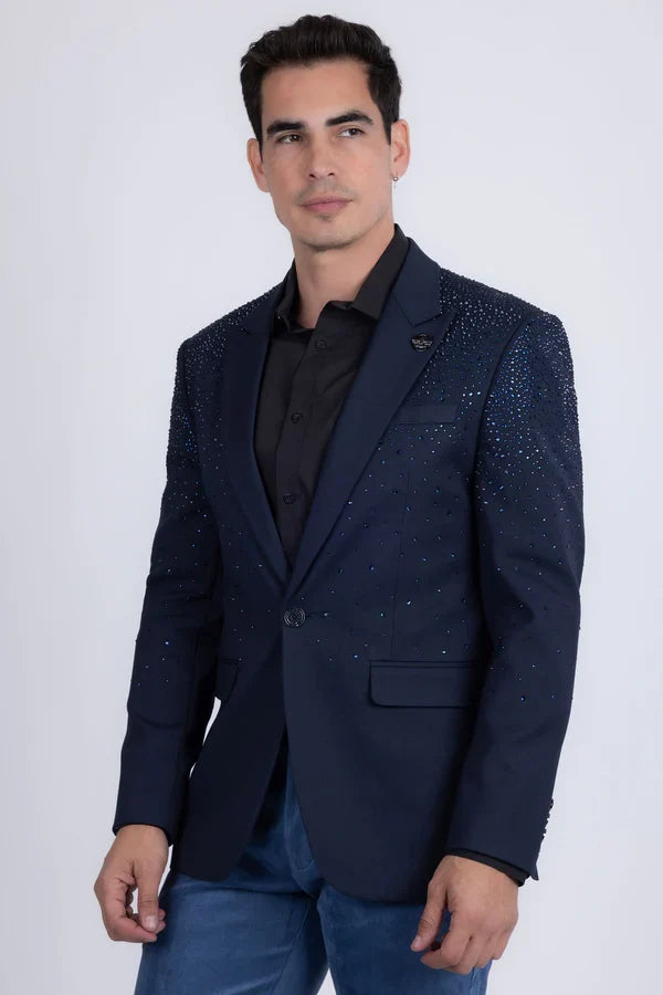 Men's Bling Blazer Navy Blue