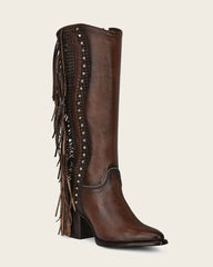 Cuadra Brown Fringe Tall Western Boot CU695
