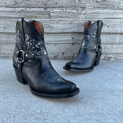 Women's Artillero Embroiderd Ankle Boots European Toe Black