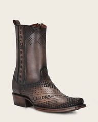 Men's Cuadra Brown Laser & Woven Narrow Square Toe Boots CU737