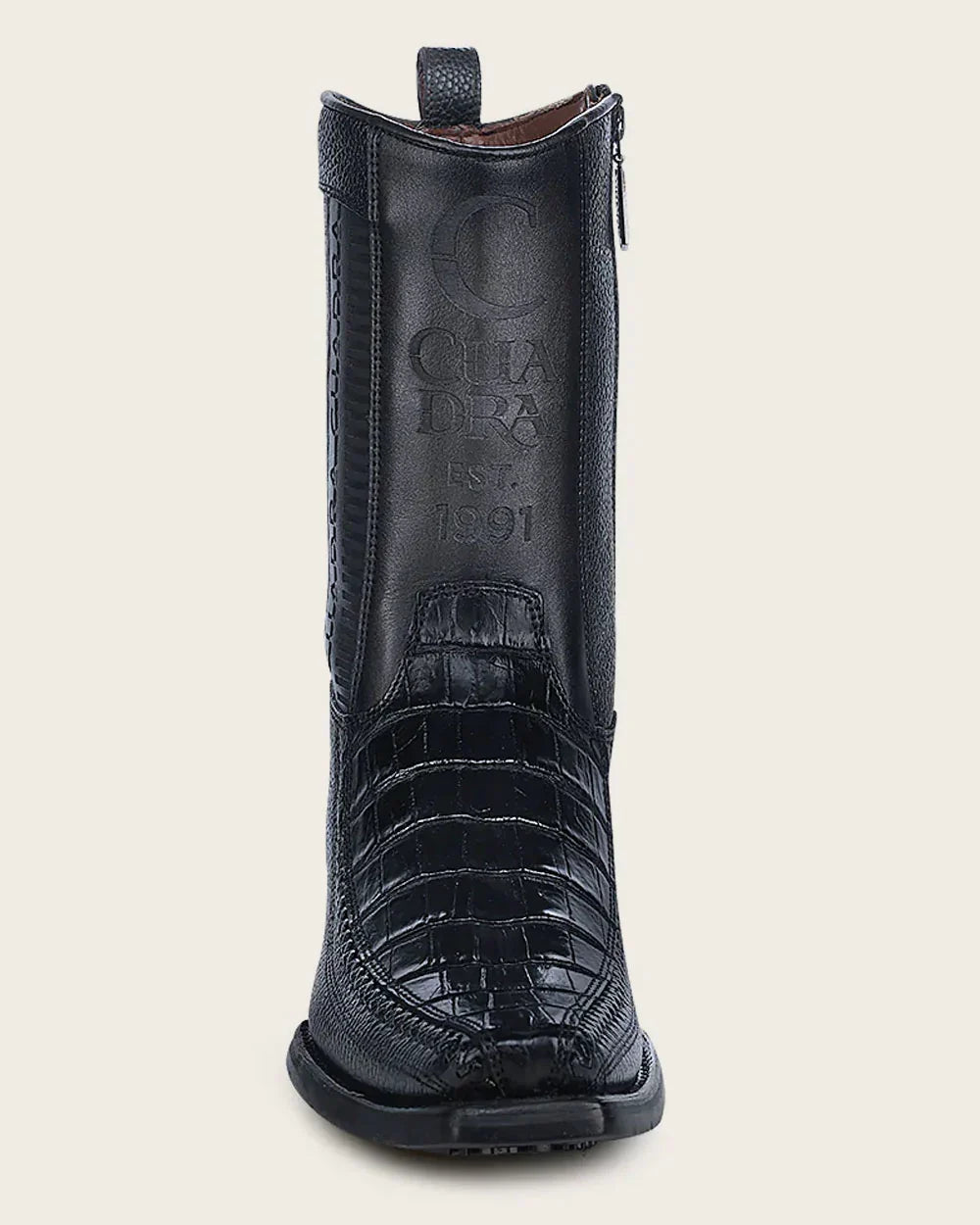 Men's Cuadra Caiman Laser Narrow Square Toe Ankle Boots CU805 Black