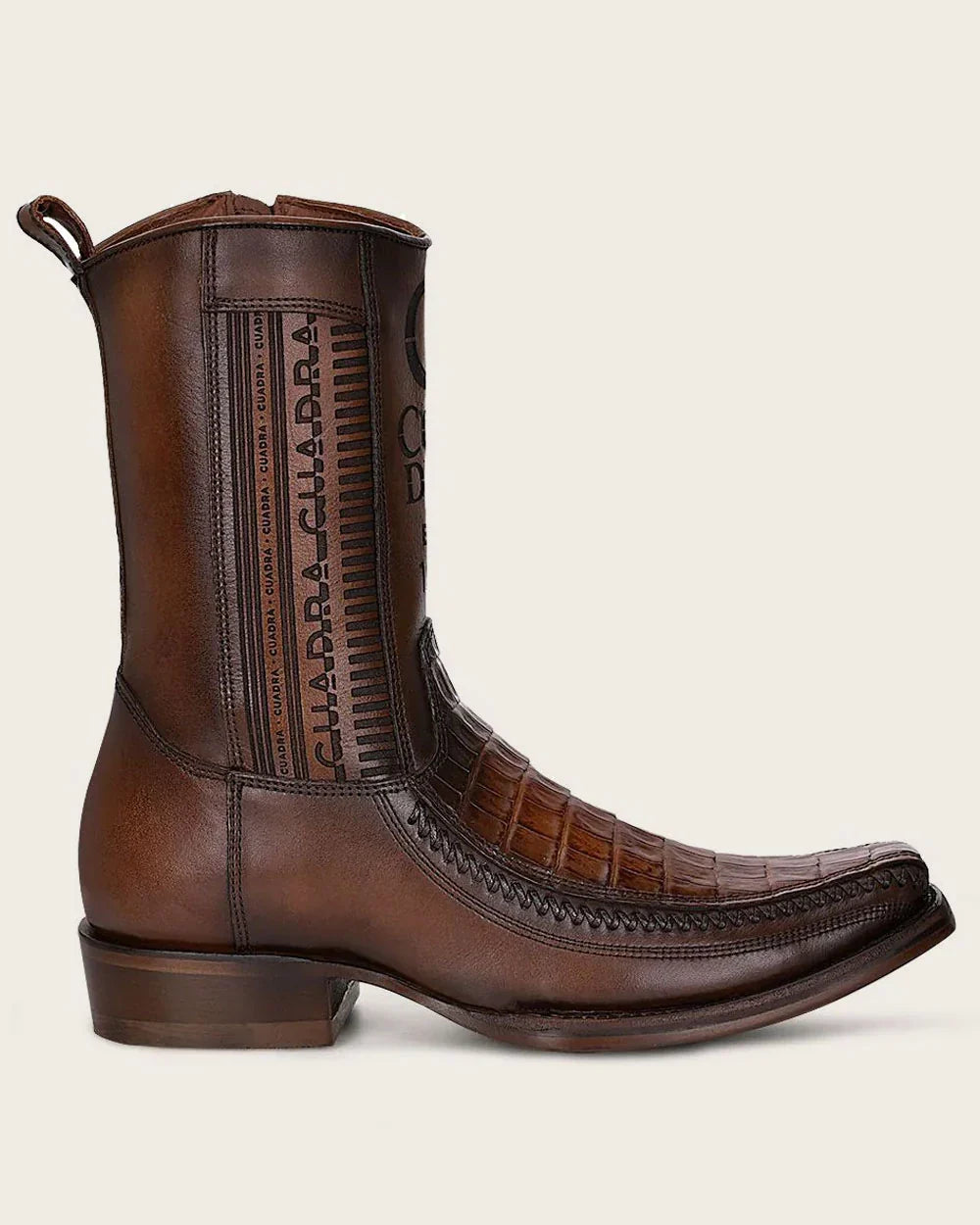 Men's Cuadra Caiman Laser Narrow Square Toe Ankle Boots CU698 Brown