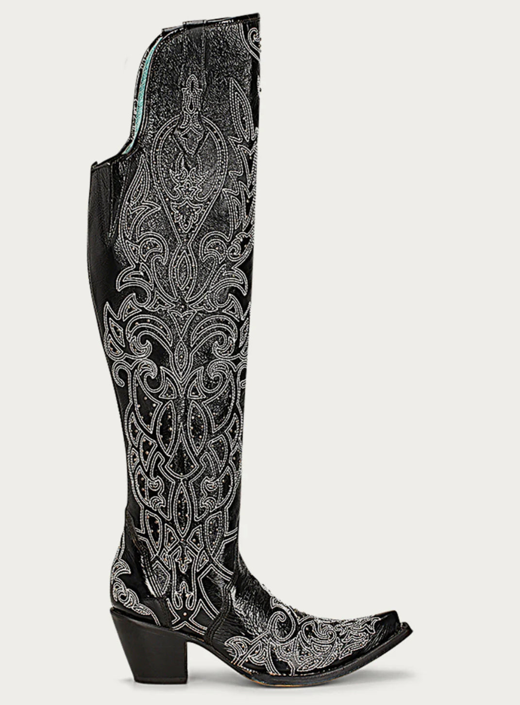 Corral Black Embroidery & Studs Tall Boots C3920