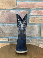 Men's Tanner Mark Genuine Python Matte Black Wide Square Toe