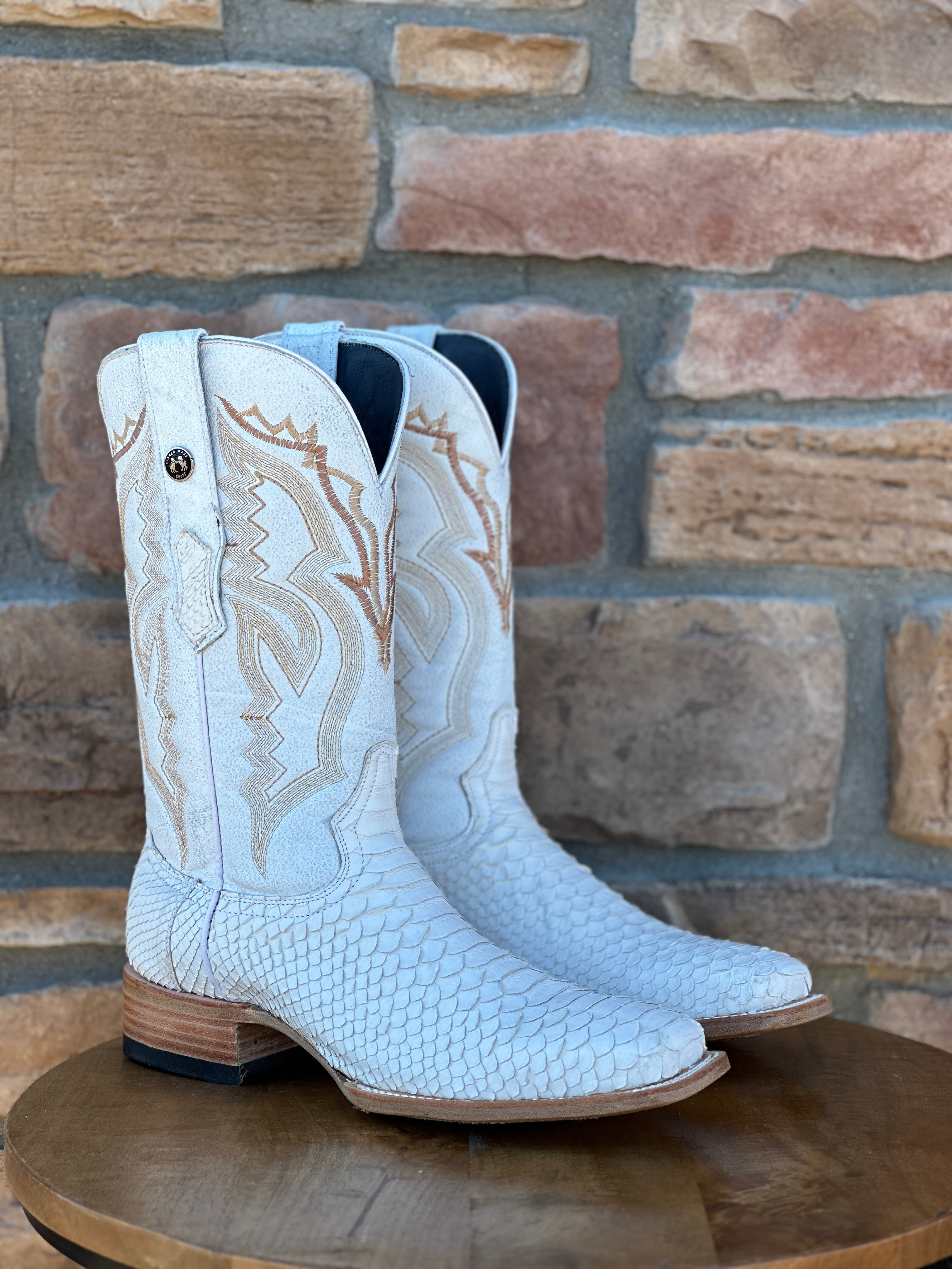 Men's Tanner Mark Genuine Python White Wide Square Toe