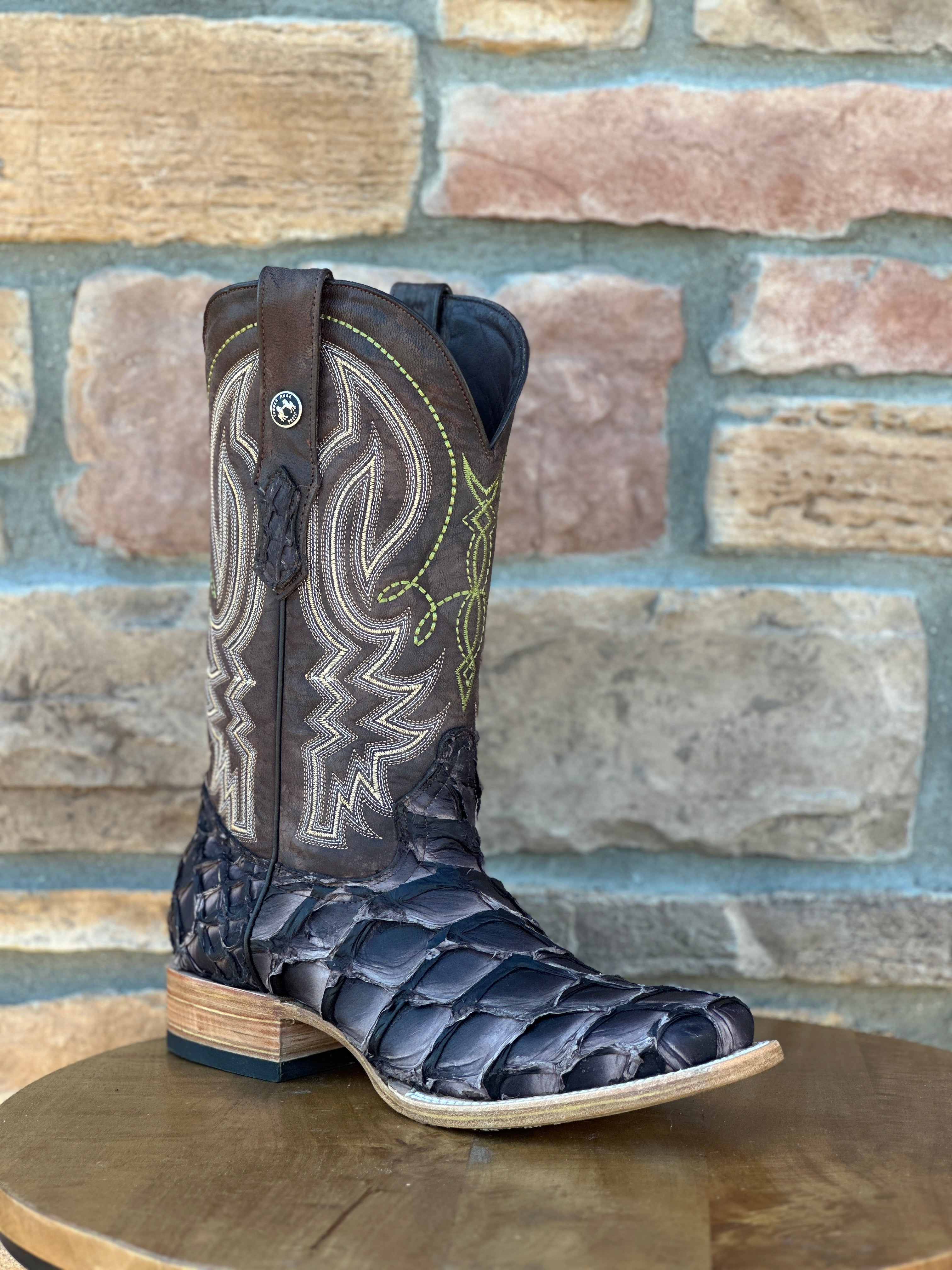 Men's Tanner Mark Monster Fish Matte Nicotine Wide Square Toe Boots