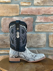 Men's Tanner Mark Genuine Python Natural Wide Square Boots