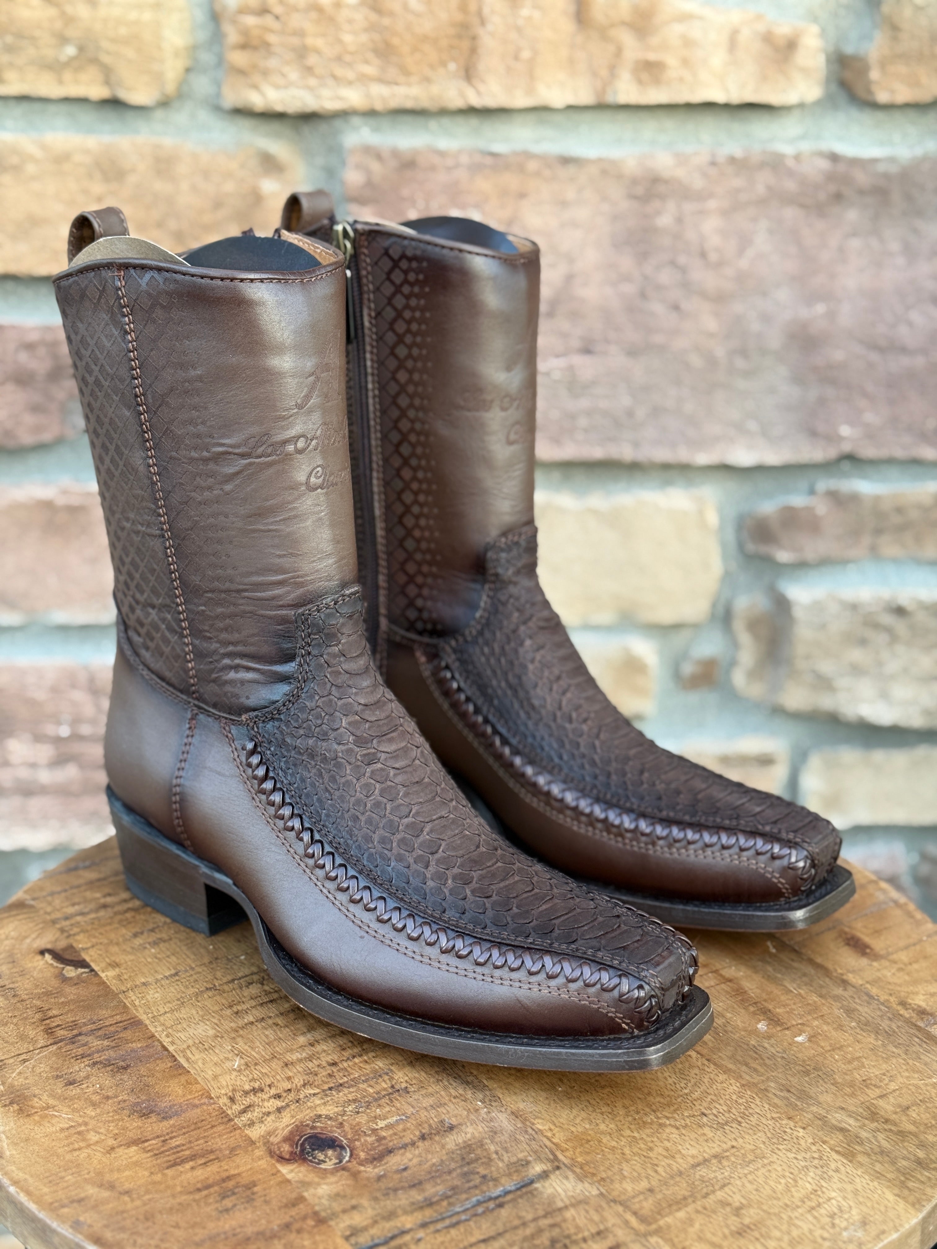Men's Los Altos Python 7X Toe Ankle Boots Matte Brown