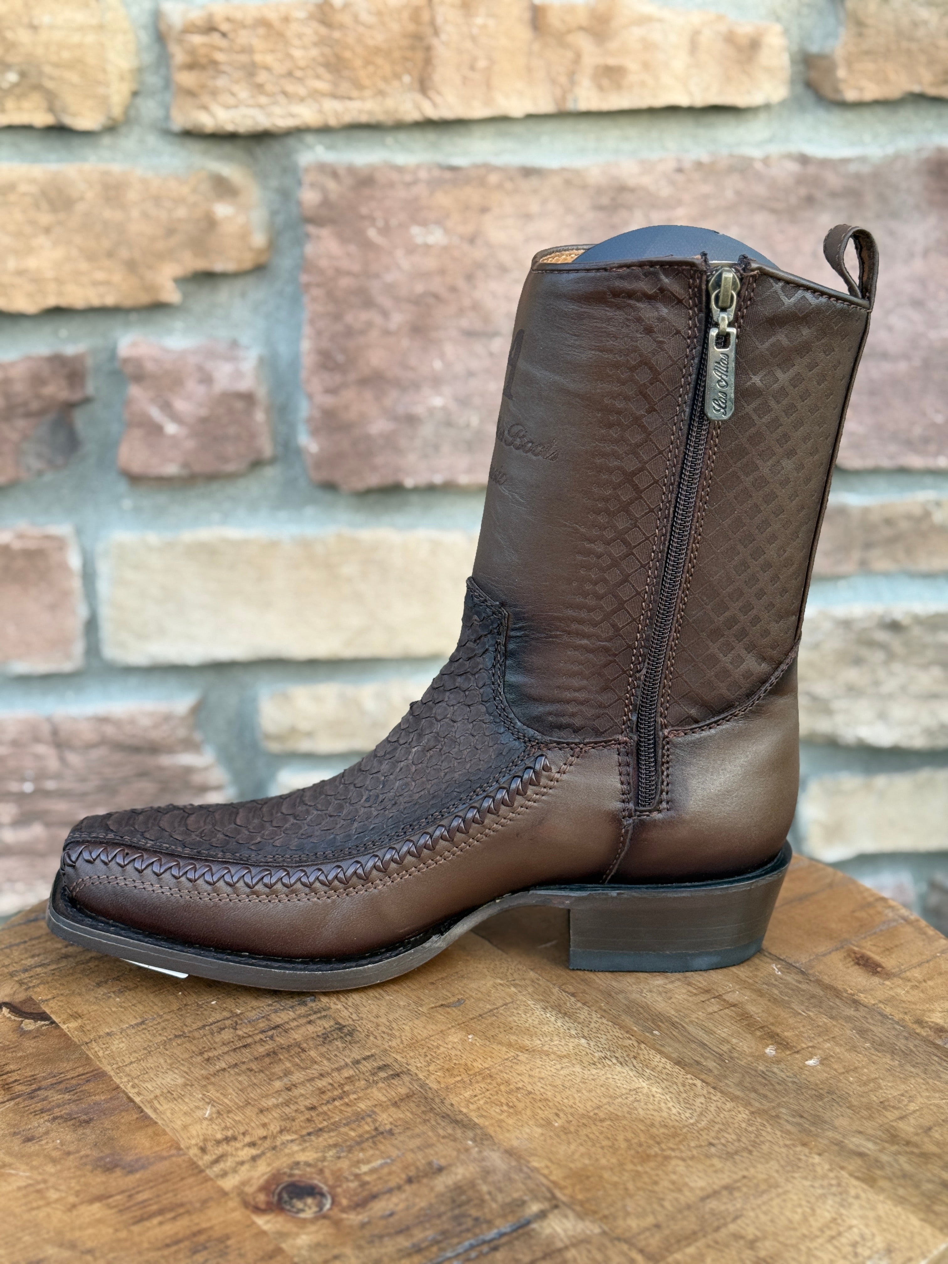 Men's Los Altos Python 7X Toe Ankle Boots Matte Brown