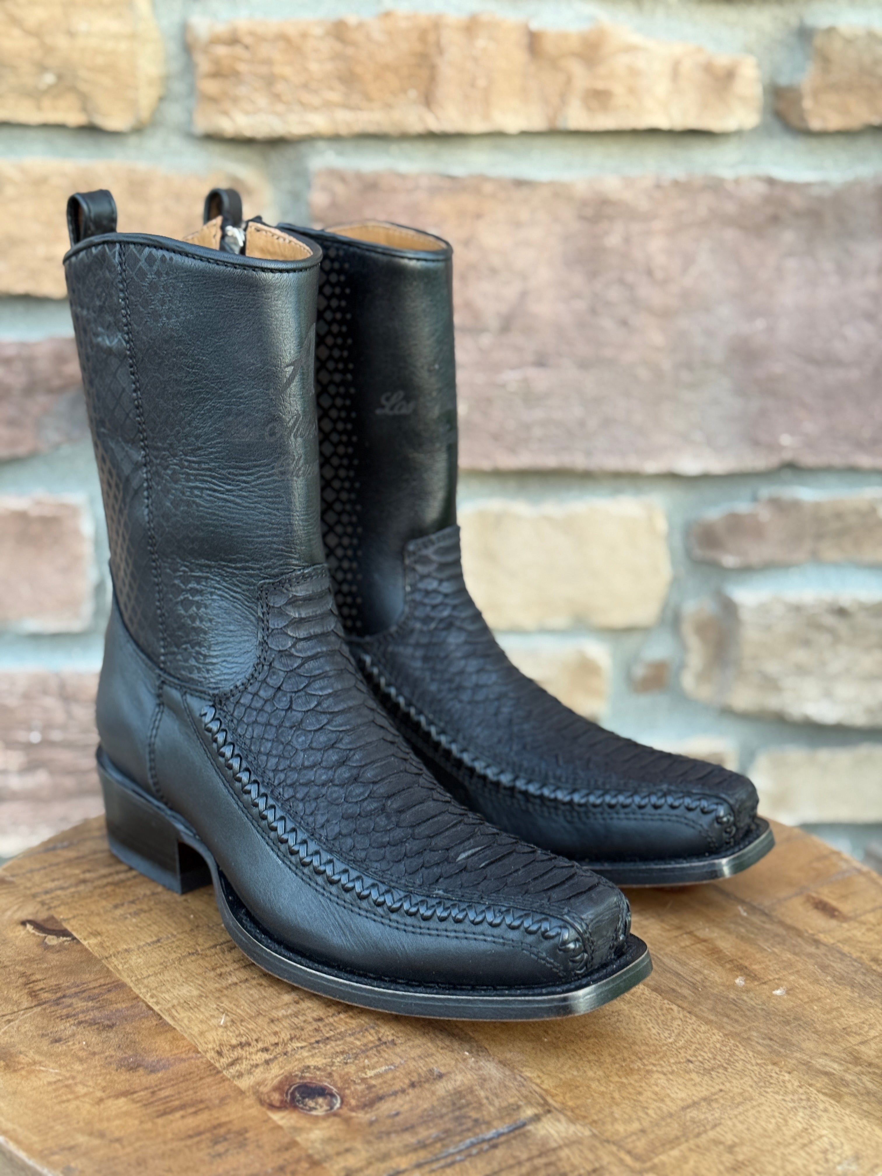 Men's Los Altos Python 7X Toe Ankle Boots Matte Black
