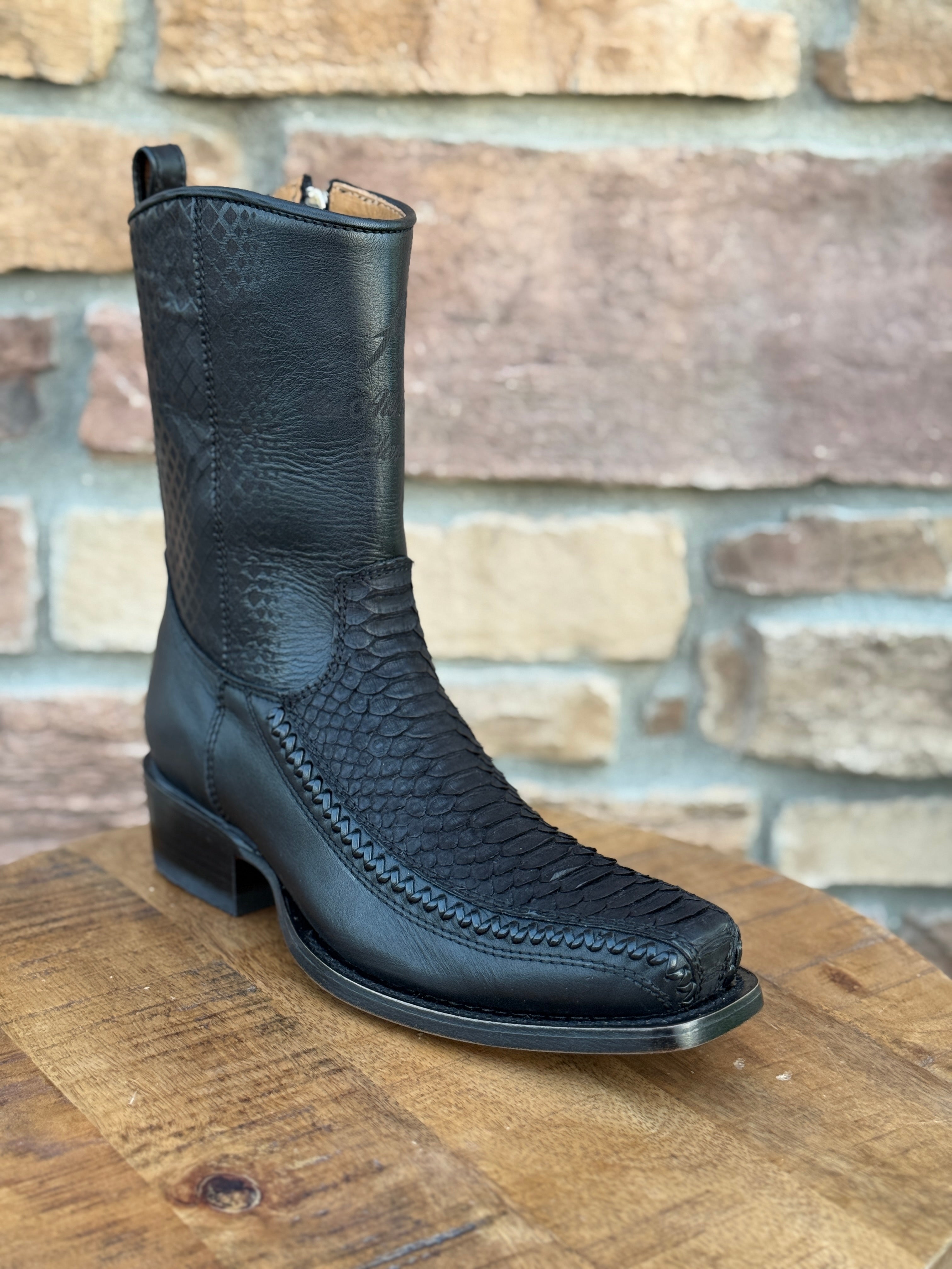 Men's Los Altos Python 7X Toe Ankle Boots Matte Black