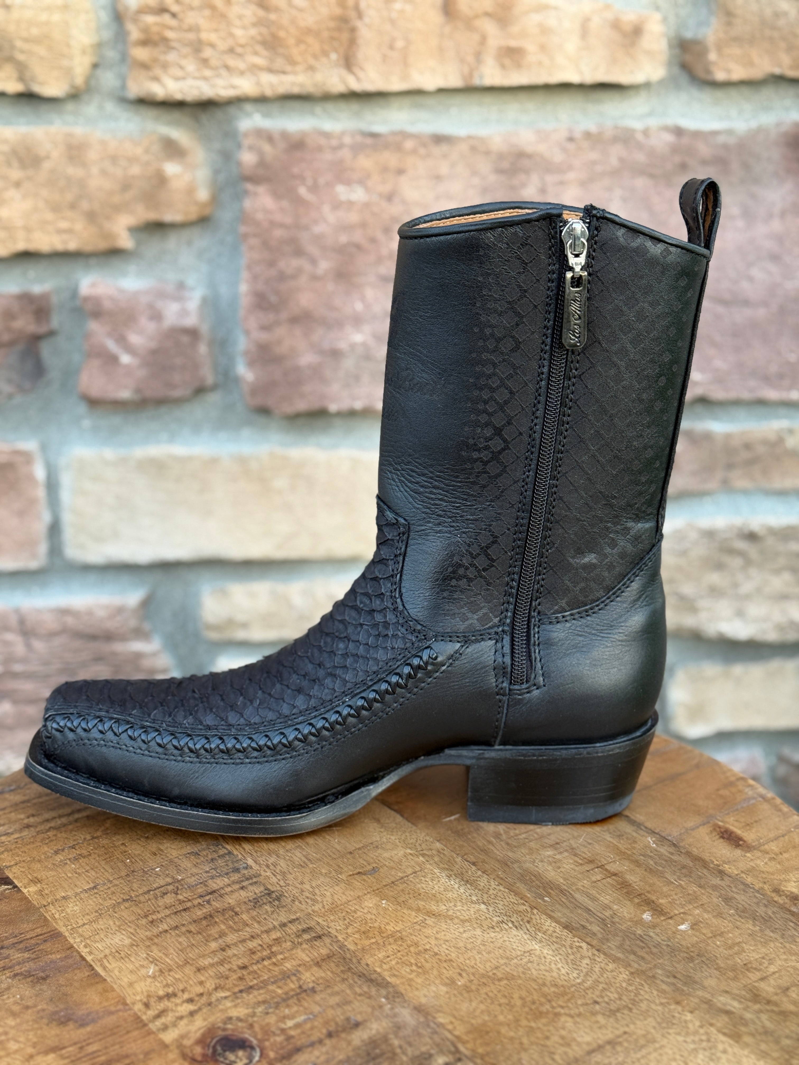 Men's Los Altos Python 7X Toe Ankle Boots Matte Black