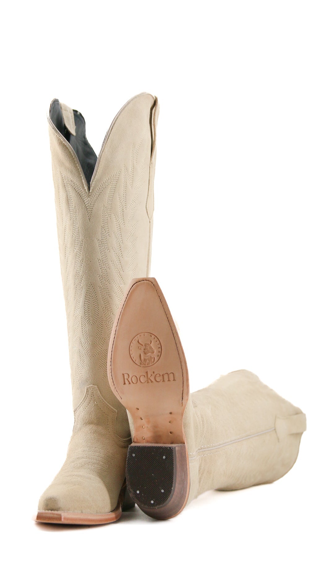Rock'Em Gia Suede Tall WIDE CALF Snip Toe Cowgirl Boots
