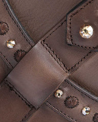 Cuadra Western Perforated Dark Brown Bootie CU960