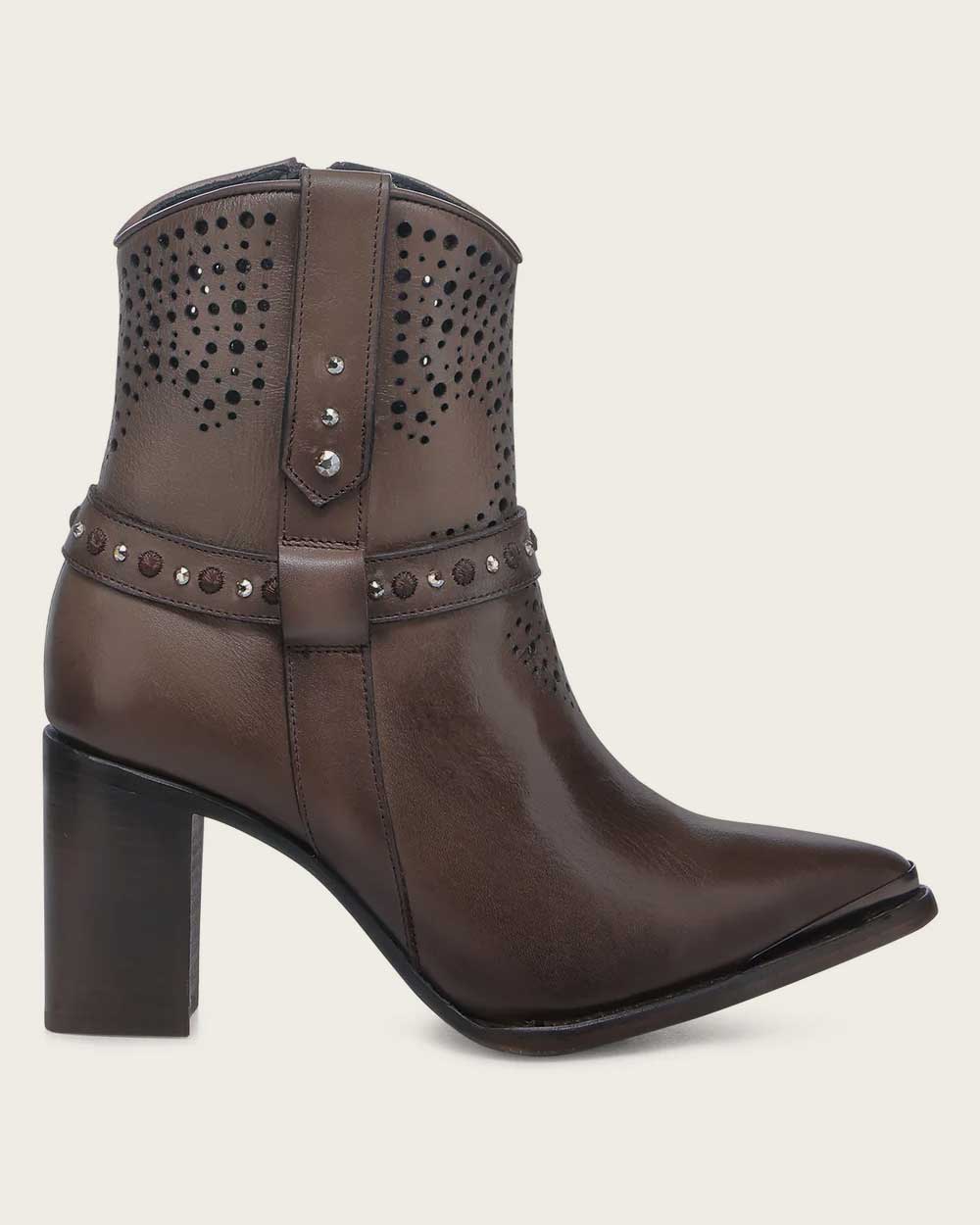 Cuadra Western Perforated Dark Brown Bootie CU960