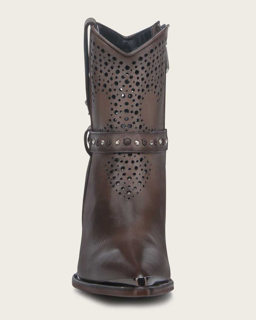 Cuadra Western Perforated Dark Brown Bootie CU960