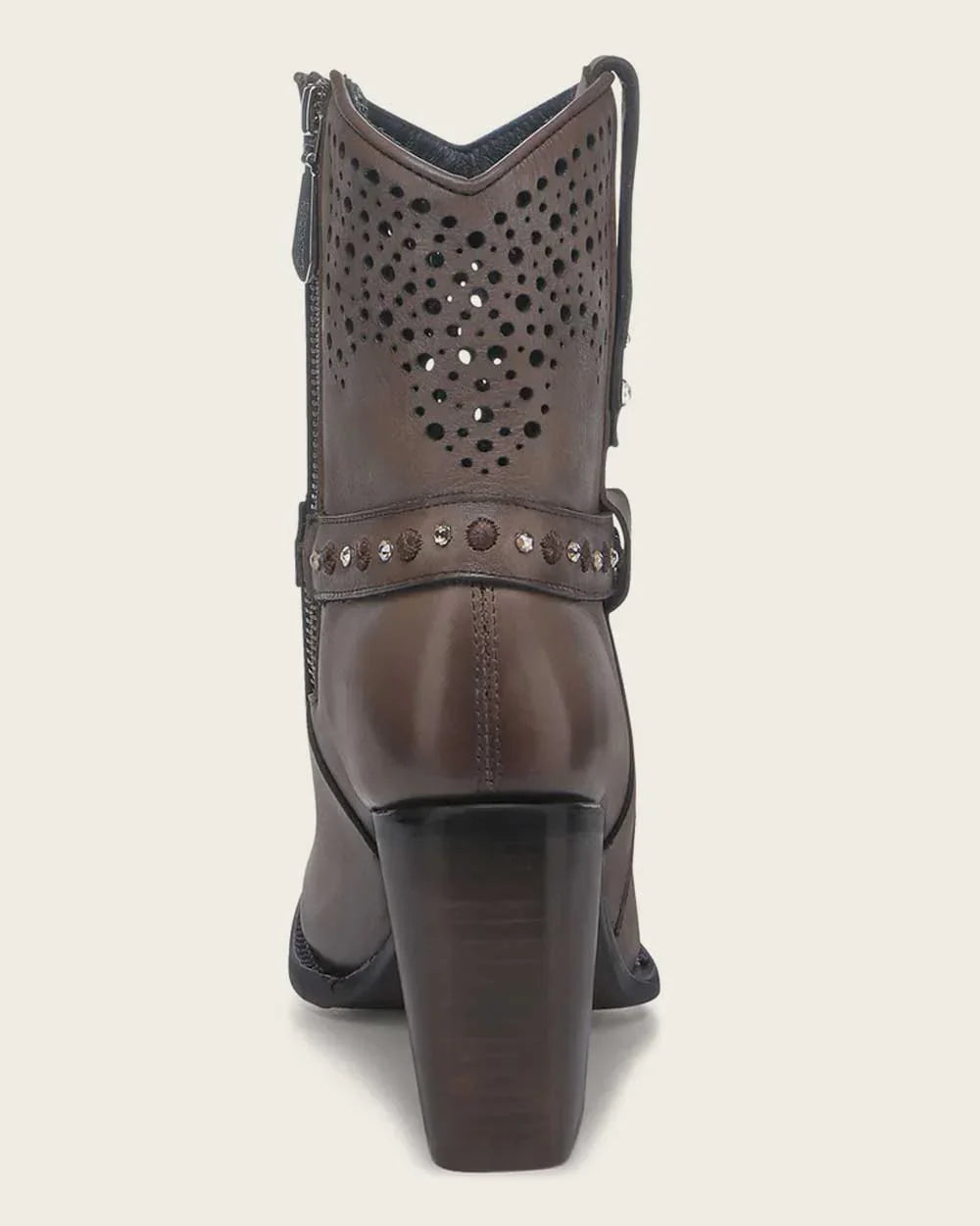 Cuadra Western Perforated Dark Brown Bootie CU960