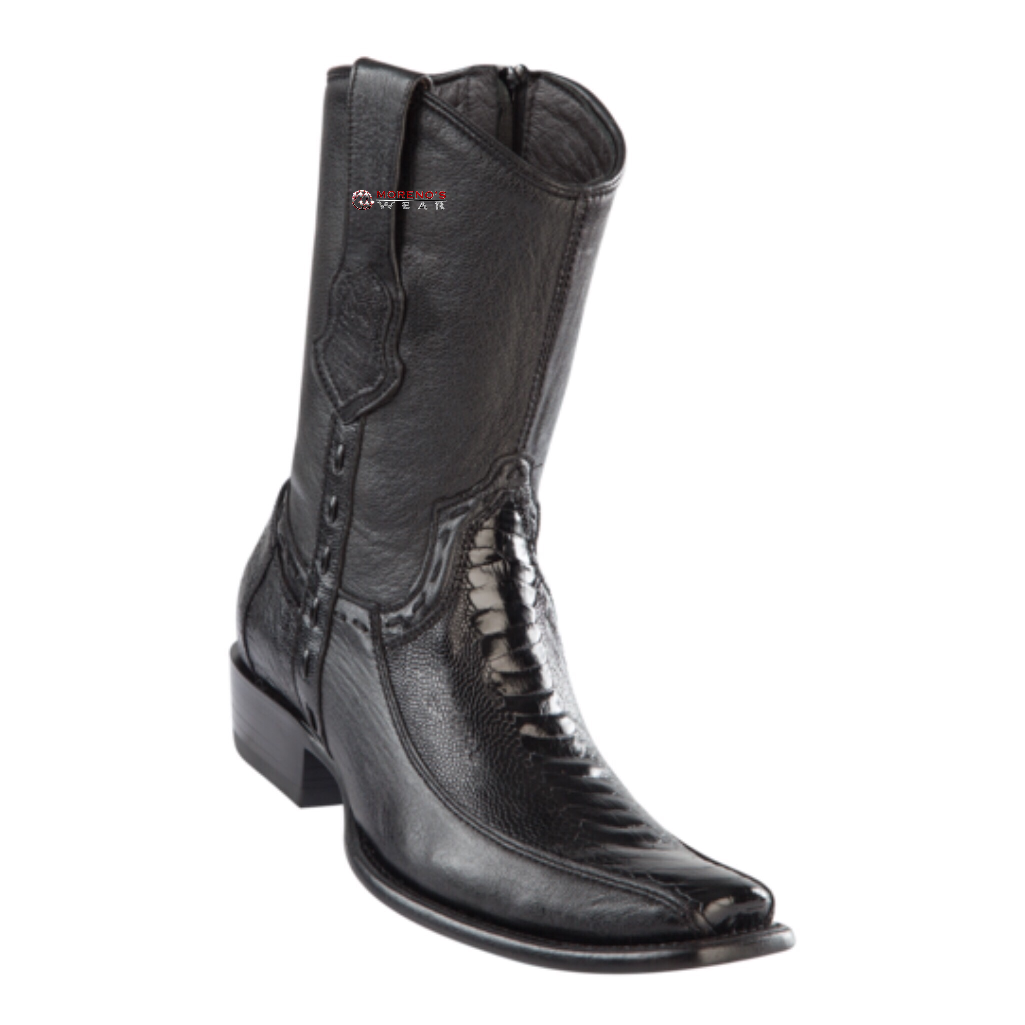 Men's Wild West Ostrich Leg With Deer Ankle Boots Dubai Toe