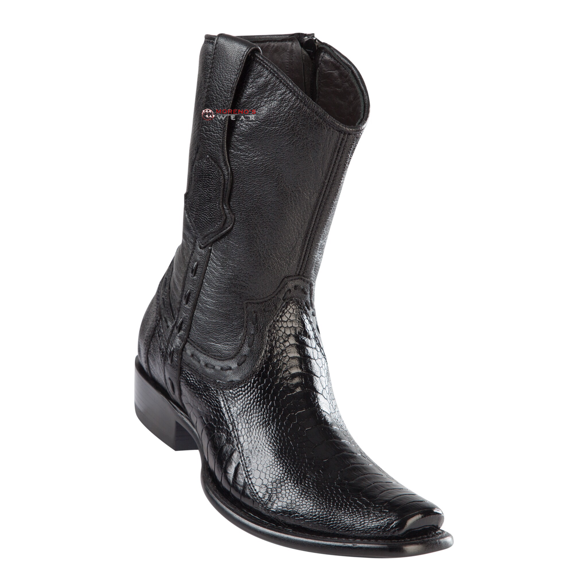 Men's Wild West Ostrich Leg Ankle Boots Dubai Toe