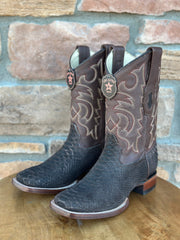 Los Altos Python Suede Brown Wide Square Toe Boots