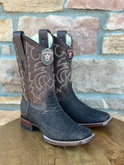 Los Altos Python Suede Brown Wide Square Toe Boots