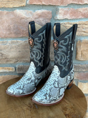 Los Altos Natural Python Wide Square Toe Boots