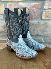Los Altos Natural Python Wide Square Toe Boots