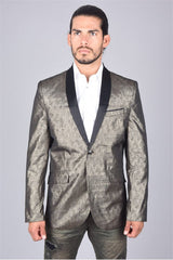 Leonardo Gold With Black Shawl Casual Blazer